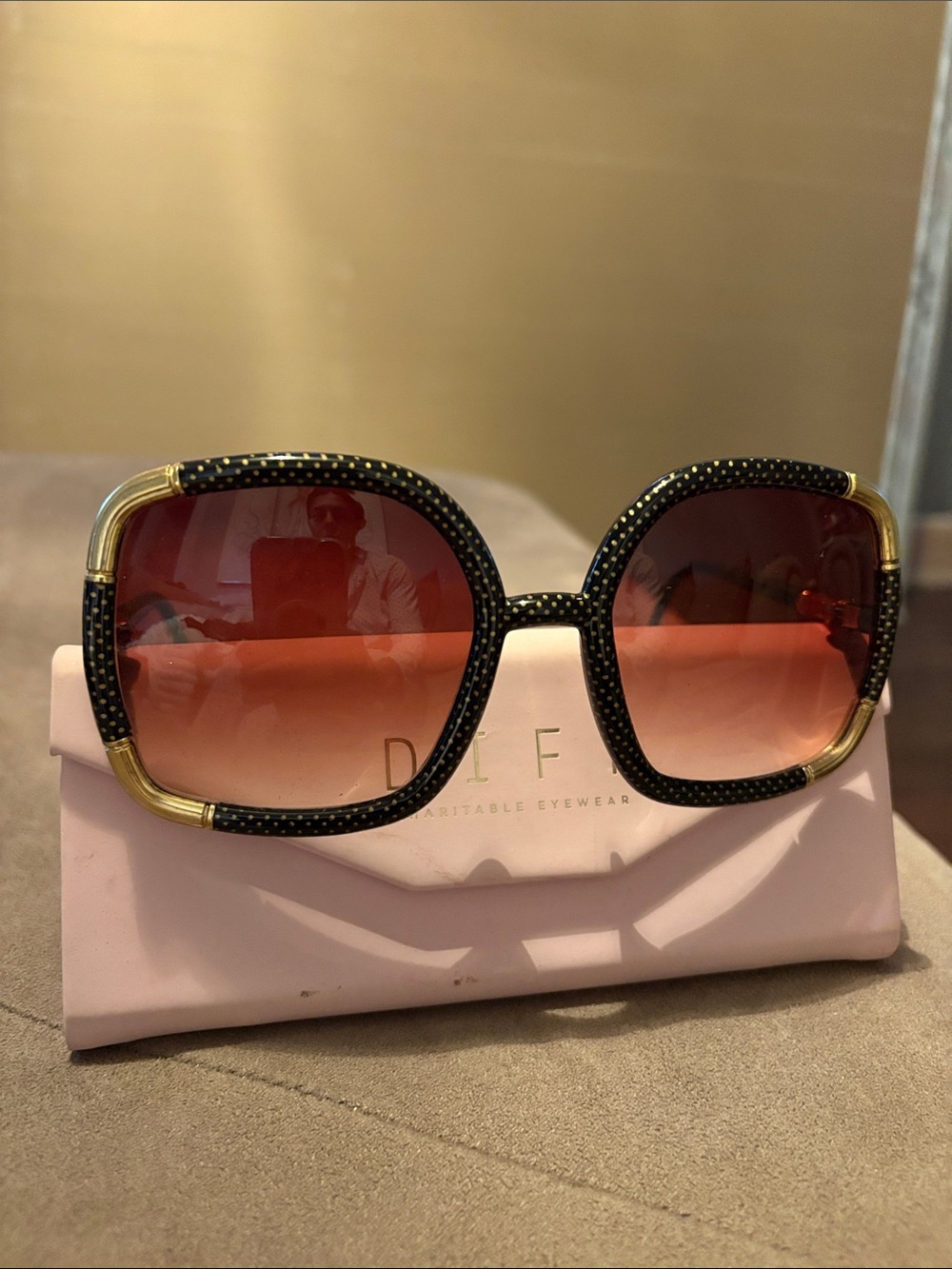 Ted Lapidus Vintage Paris Black & Brown Gradient Oversized Sunglasses